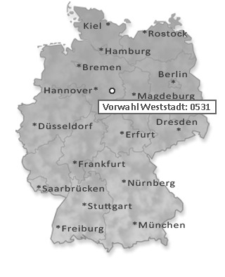 Telefonvorwahl von Weststadt